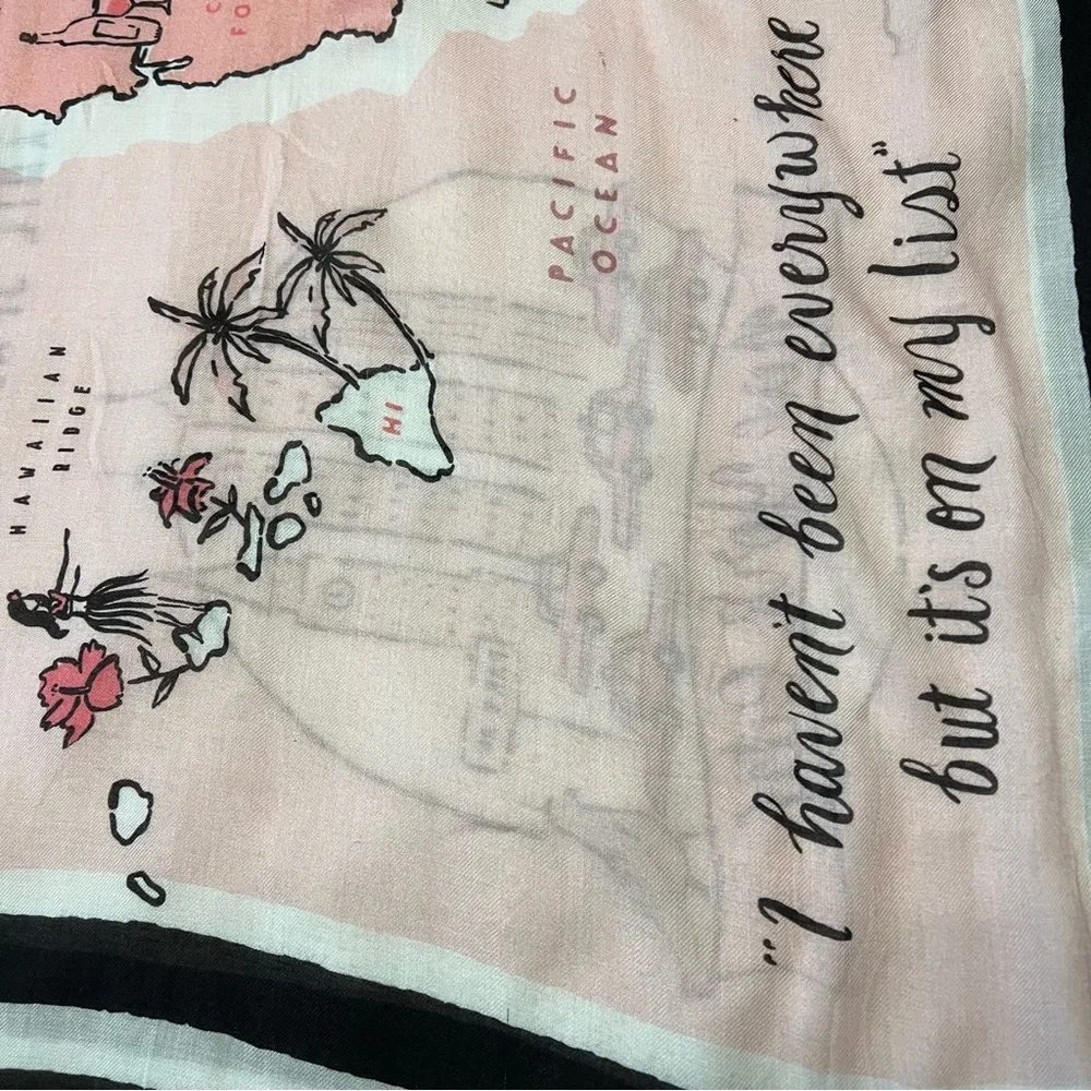 Kate Spade Map Of USA 80X30 inch Rectangle Viscose Scarf New No Tags Wanderlust - Picture 4 of 11